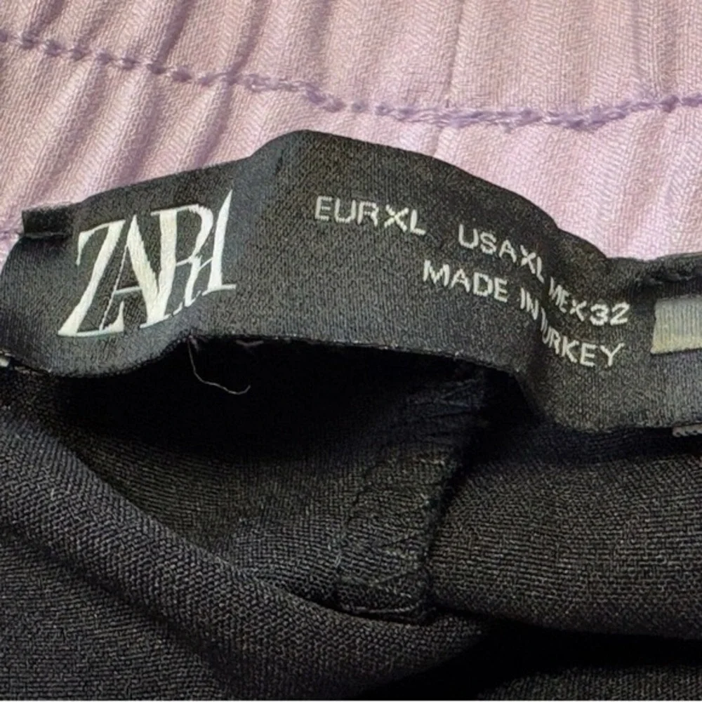 Zara Black Lilac Purple Side Stripe Jogger Pants Elastic Waist XL Preppy 74-01 - Picture 3 of 11